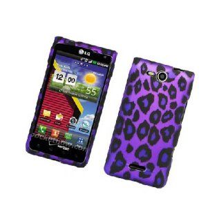 LG Lucid 4G VS840 Rubbized Purple Leopard Skin Print Cover Case Cell Phones & Accessories