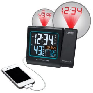 La Crosse Technology Atomic Projection Alarm Clock with IN/OUT Temperature   Weather Stations