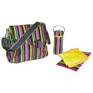 Kalencom Ozz Coated Diaper Bag in Petal Stripes   Designer Diaper Bags