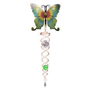 Iron Stop Design Green Butterfly Crystal Twister   NTWC120 24M   Wind Spinners