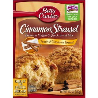 Betty Crocker, Premium Muffin Mix, Cinnamon Streusel, 15.2 Ounce Box (Pack of 4)  Grocery & Gourmet Food