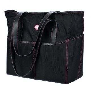 Sumo Large Tote   Black with Pink Stitching   Computer Laptop Bags