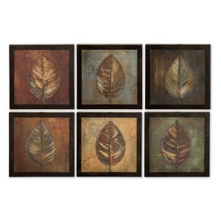 New Leaf Panel   Set of 6   14W x 14H in.   Framed Wall Art