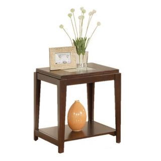 Steve Silver Ice Square Cherry Wood End Table with Cracked Glass Insert   End Tables