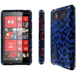 Blue Leopard Print Hard Case Cover for Nokia Lumia 820 Cell Phones & Accessories
