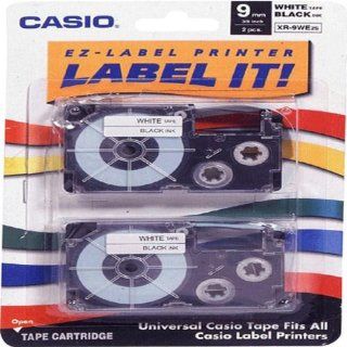 Casio XR 9WE2S 9mm Labeling Tape (Black on White) 2 Pack