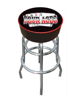 Four Aces Logo 30 in. Padded Backless Swivel Bar Stool   Bistro Chairs