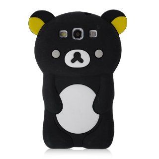 TEDDY BEAR 3D Design Silicone Case Cover Skin for Samsung Galaxy S3 III   BLACK w/ Screen Protector Cell Phones & Accessories