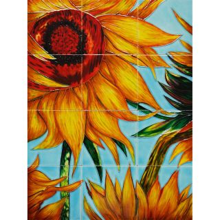 Sunflowers Detail Mural Wall Tiles   18W x 24H in.   Wall Sculptures and Panels