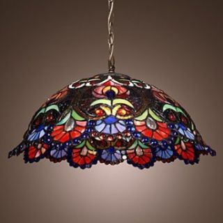 Tiffany Pendant Light with 2 Light in Artistic Patterned Shade   Close To Ceiling Light Fixtures  