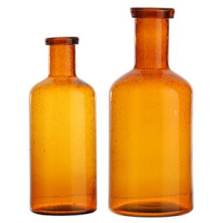 RAZ Imports Glass Bottles   Amber   Large   Set of 2   Decorative Accents