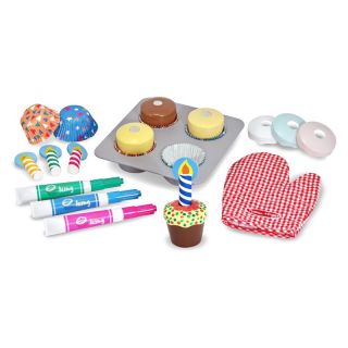 Melissa and Doug Bake & Decorate Cupcake Set   Play Kitchen Accessories