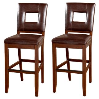AHB Giorgio Counter Stool   Brown with Brown Vinyl Upholstery   Set of 2   Bar Stools