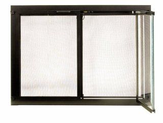 Minuteman 44" Modern Studio Bi Fold Glass Door Enclosures   Graphite   Fireplace Screens