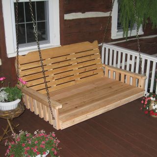 A & L Furniture Extra Large 75 in. Crossback Cedar Swing Bed   Porch Swings