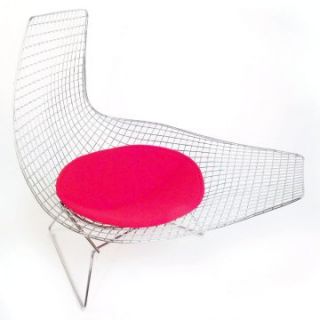 The "Joan" Chaise in Stainless Steel with Red Wool Seat Pad   Indoor Chaise Lounges