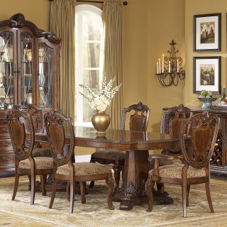 A.R.T. Furniture Old World 7 piece Double Pedestal Dining Set with Shield Back Chairs   Cathedral Cherry   Dining Table Sets