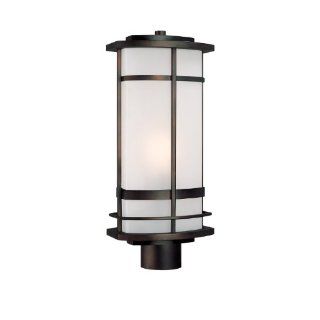 Aurora Lighting Med. Bronze Finished Outdoor Post Lantern With Seeded Glass Shades    