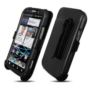 Motorola Photon 4G/Electrify MB855 Black Cover Case + Kickstand Belt Clip Holster + Naked Shield Screen Protector Cell Phones & Accessories