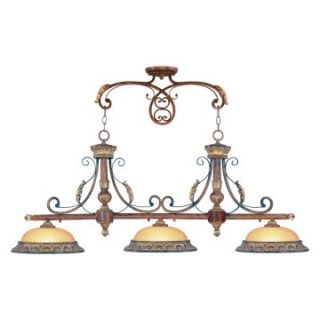 Livex Villa Verona 8584 63 Island Light   Verona Bronze finish with Aged Gold Leaf Accents   13W in.   Ceiling Lighting