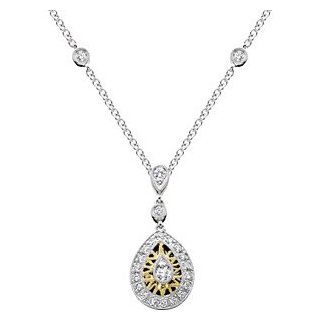Diamond necklace in 18kt two tone gold Pendant Necklaces Jewelry