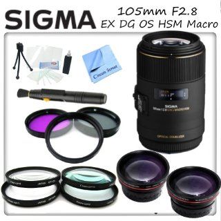 Sigma 105mm f/2.8 EX DG OS HSM Macro Lens for Sony DSLR Cameras Includes 3 Piece High Resolution Filter Kit, 4 Piece Macro Lens Set (Diopters+1+2+4+10), 0.45x Wide Angle Lens, 2x Telephoto Lens, Lens Cleaning Pen, Cleaning Kit, CS Microfiber Cleaning Cl