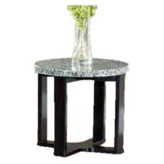 Steve Silver Gabriel Round Black Wood End Table with Marble Top   End Tables