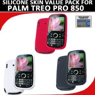 Silicone Skin 3 pc. Value Pack for your Palm Treo Pro 850 (Red, White, Black) Bonus DBRoth Microfiber Cleaning Cloth Included Cell Phones & Accessories