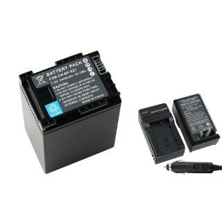 eForCity Compatible BP 827 Decoded Li ion Battery + Battery Charger w/ Car Adapter for Canon VIXIA HF 11 / HF 20 / HF 200 / HF 21 / HF M30 / HF M300 / HF M31 / HF S10 / HF S100 / HF S11 / HF S20 / HF S200 / HF S21  Digital Camera Battery Chargers  Camera