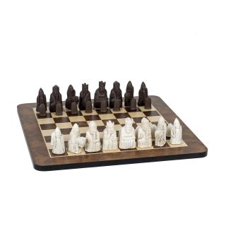 WE Games Isle of Lewis Antiquity Chess Set on Walnut Root Board   Chess Sets