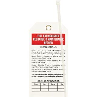 Brady 65371 5 3/4" Height, 3" Width, B 851 Economy Polyester, Red And Black On White Fire Extinguisher Tags (Pack Of 25) Industrial Lockout Tagout Tags