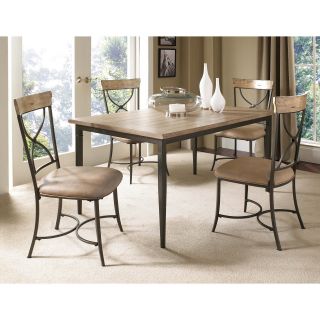 Hillsdale Charleston 5 Piece Rectangle Desert Tan Wood Dining Set with X Back Chairs   Dining Table Sets