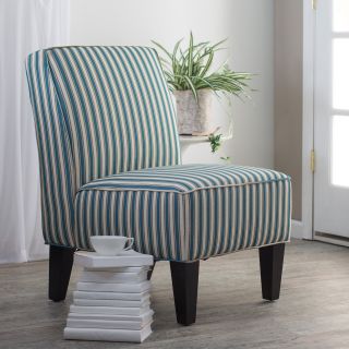 angeloHOME Dover Chair   Cottage Stripe Turquoise Blue   Accent Chairs