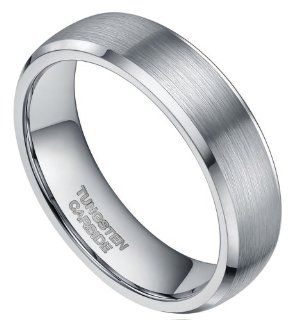 6mm Dome Tungsten Ring Polished Matte Comfort Fit Wedding Bands Size 4 11.5 Jewelry