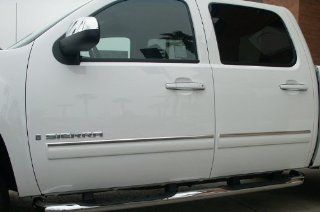 07 08 Chevy Silverado Crew Cab Rocker Panel Chrome Stainless Steel Body Side Moulding Molding Trim Cover Top 1" Wide 4PC Automotive