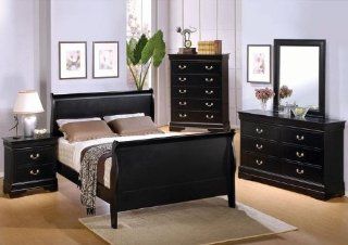 Deep Black Louis Philippe King 4 Piece Bedroom Set   Coaster 201071   Living Room Furniture Sets