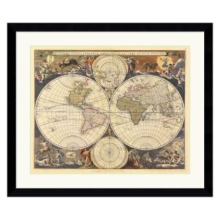 New World Map, 17th Century Framed Wall Art   38.6W x 32.6H in.   Framed Wall Art