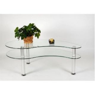 RTA Home and Office CT 020 Kidney Shaped Glass and Aluminum Coffee table   Coffee Tables