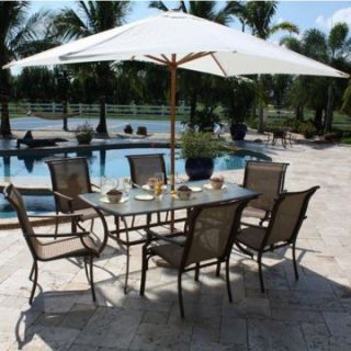 Hospitality Rattan Chub Cay 42 x 72 in. Rectangular Patio Dining Set with Tempered Glass   Dark Bronze   Seats 6   Patio Dining Sets