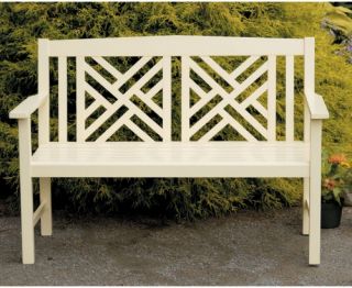 Achla Designs Antique Ivory Fretwork Bench   Outdoor Benches