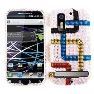 For Motorola Photon MB855 Diamond Bling Case Cover   Piping Pink FD194 Cell Phones & Accessories