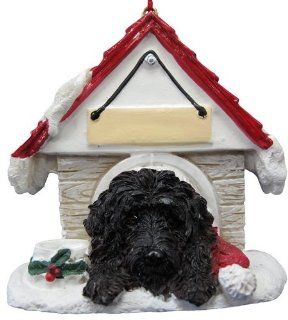Labradoodle Dark Brown "Personalized" Christmas Doghouse Ornament  