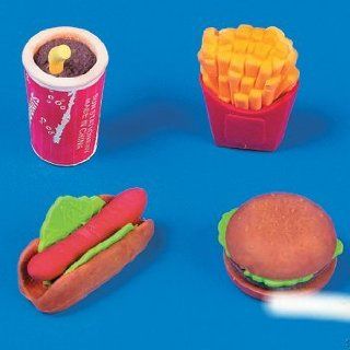 24 Fast Food Erasers Toys & Games