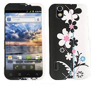 For Lg Marquee / Ignite Ls 855 Black White Flowers Matte Texture Case Accessories Cell Phones & Accessories