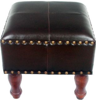 Seville 16 in. Square Faux Leather Stool   Ottomans
