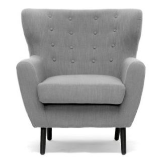 Baxton Studio Lombardi Linen Modern Club Chair   Light Gray   Living Room