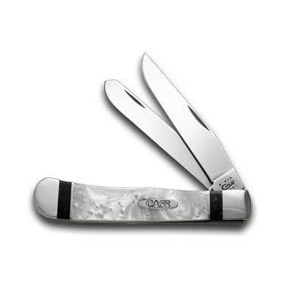 CASE XX Black and White Pearl Corelon Trapper Pocket Knife Knives  Folding Camping Knives  Sports & Outdoors