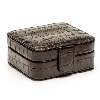 Brown Croc Compartment Travel Case   Womens Jewelry Boxes