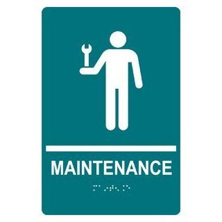 ADA Maintenance Braille Sign RRE 860 WHTonBHMABLU Wayfinding  Business And Store Signs 