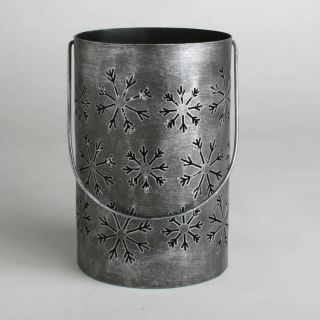 Tag Large Snowflake Punch out Antique Silver Lantern   Winter